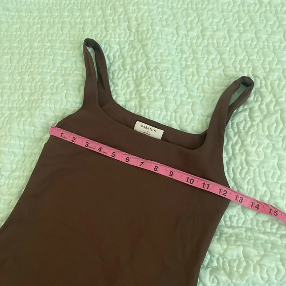 Aritzia Babaton Sculpt Knit Squareneck Mini Dress Mocha Brown - Picture 6 of 9